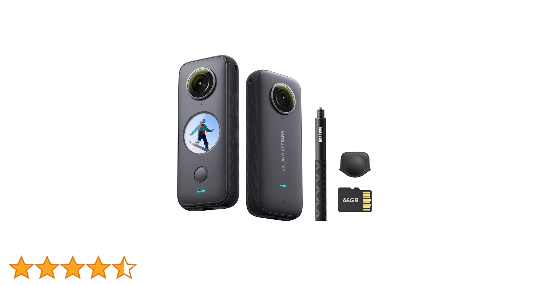 Insta360 ONE X2 & 自撮り棒 & SDカード & フィルム Amazon | Insta360 ONE X2 バイク撮影キット（ONE X2 x1、ONE X2